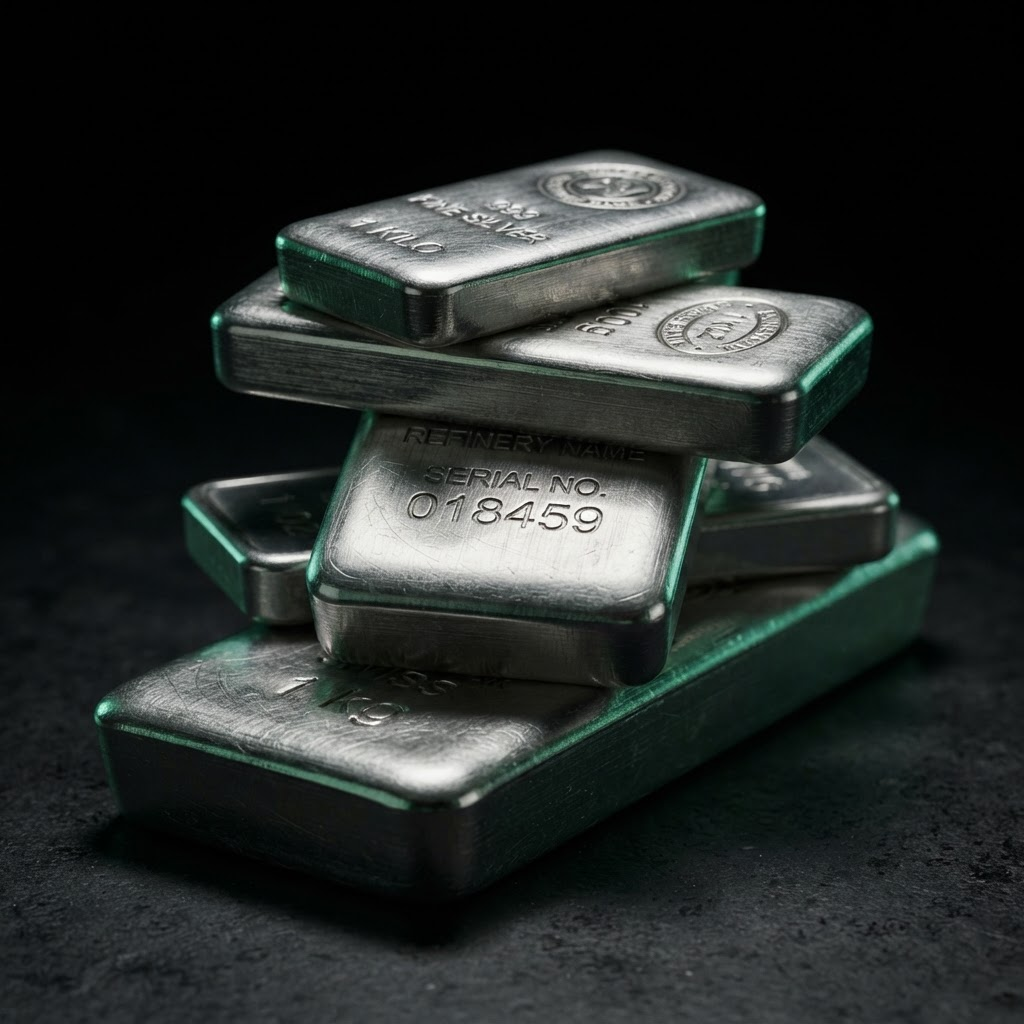 Physical silver bullion bars representing the $CORVUS treasury